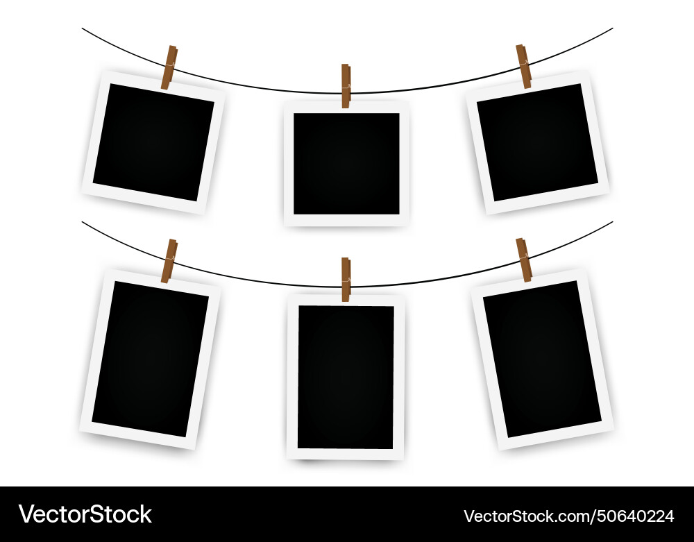 Set of instant photo frame mockups with shadows Set of instant photo frame mockups with shadows vector image