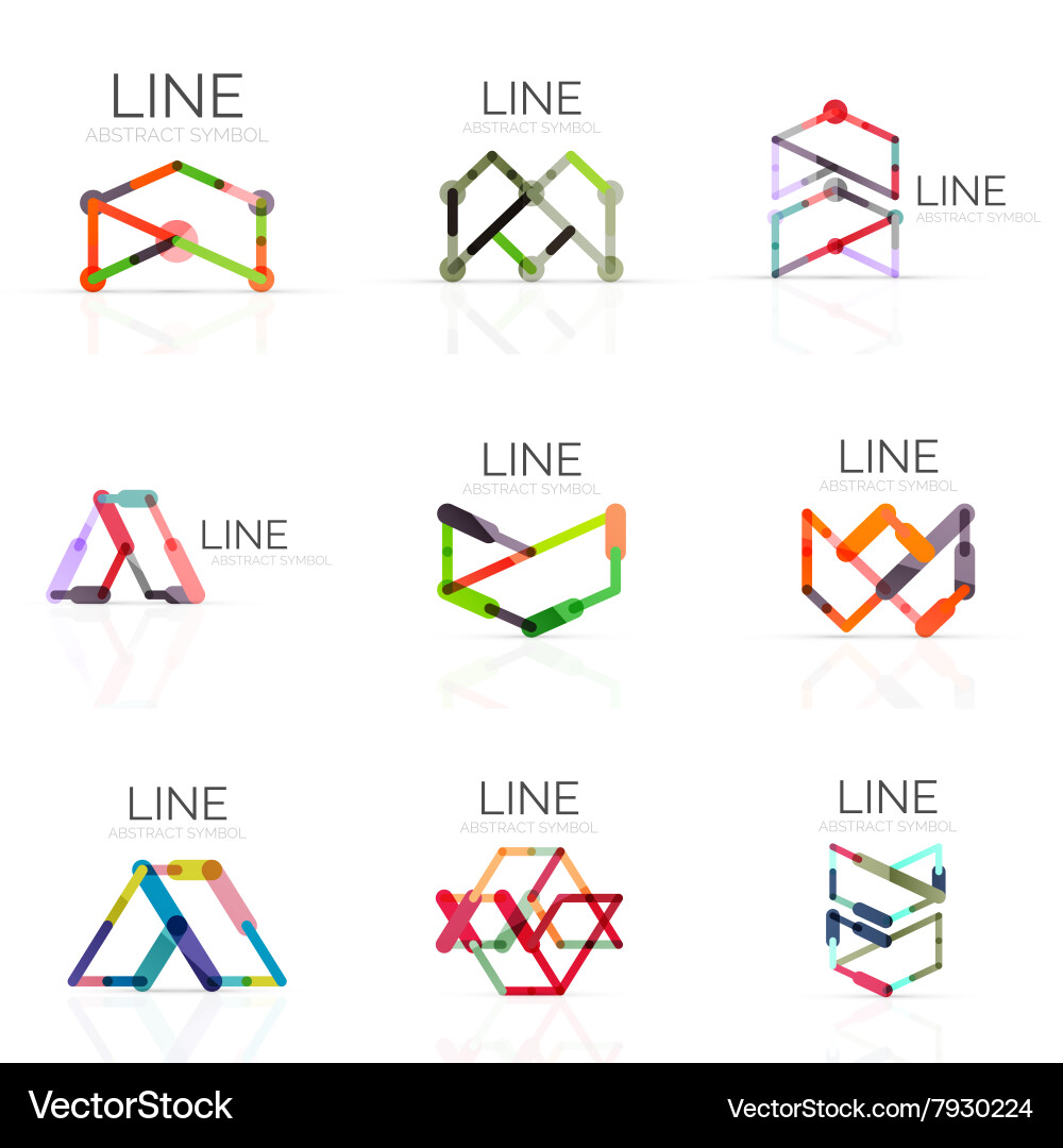 Set of linear abstract logos connected Vector Image