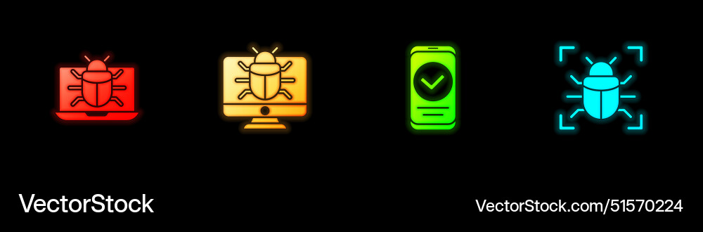 Set system bug on monitor smartphone and icon Set system bug on monitor smartphone and icon vector image