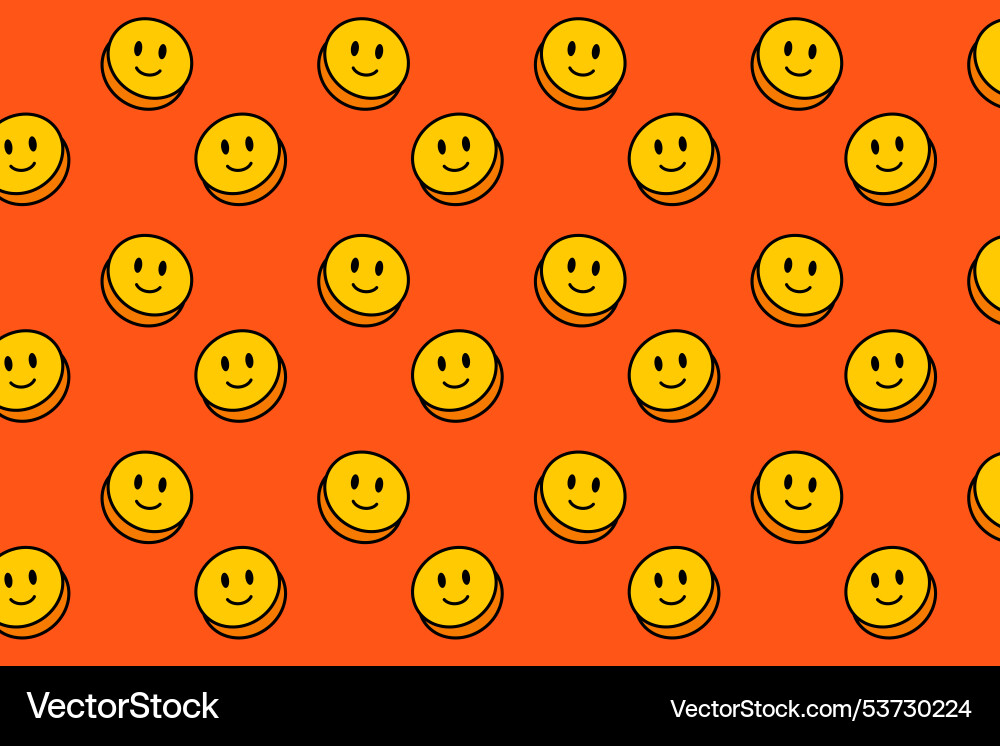 Smile face shape pattern on orange background Smile face shape pattern on orange background vector image