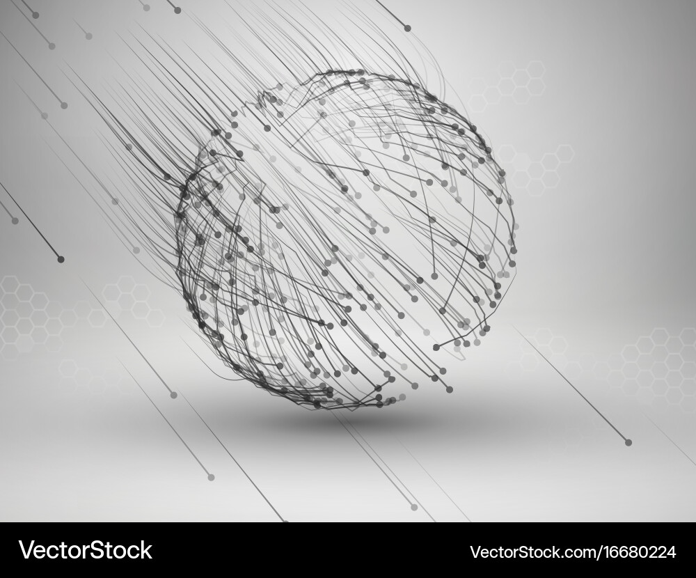 Sphere with connected lines and dots wireframe vector image