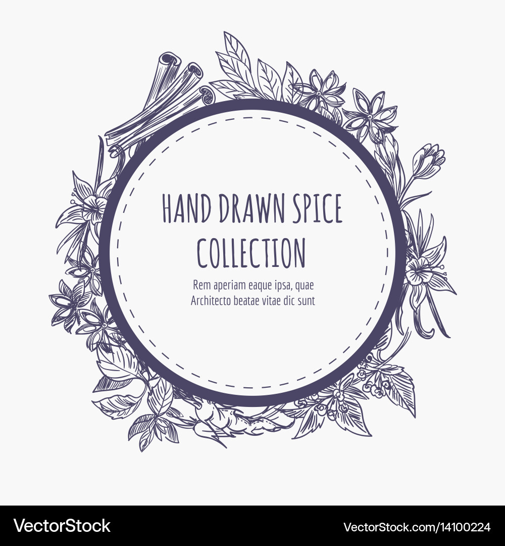 Spice Round Frame - Botanical Vektorbild