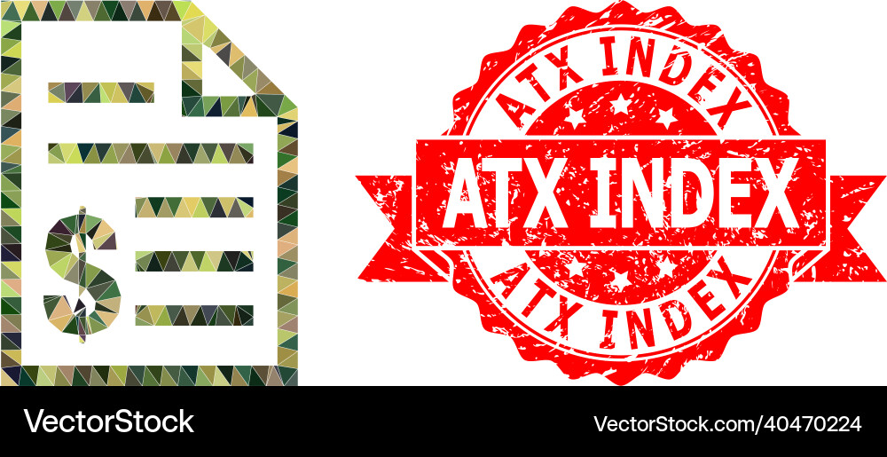 Textured atx index stamp and price list triangle Textured atx index stamp and price list triangle vector image