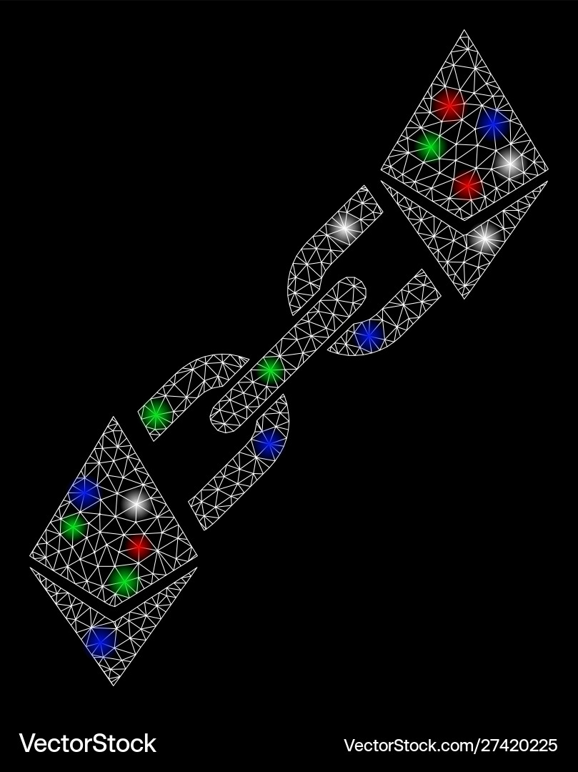 Bright mesh carcass ethereum blockchain with light Bright mesh carcass ethereum blockchain with light Vector Image