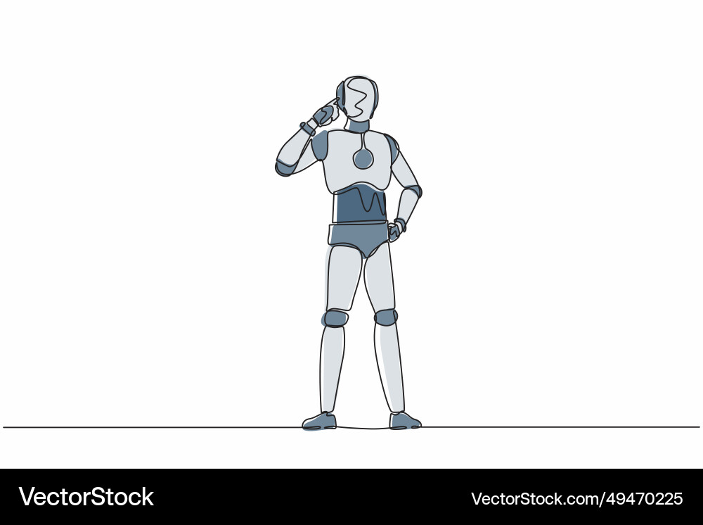 Continuous one line drawing smart robot pointing Continuous one line drawing smart robot pointing vector image