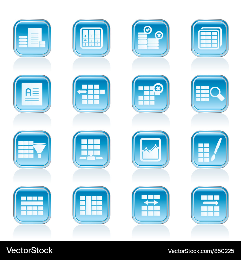 Database and table formatting icons vector image