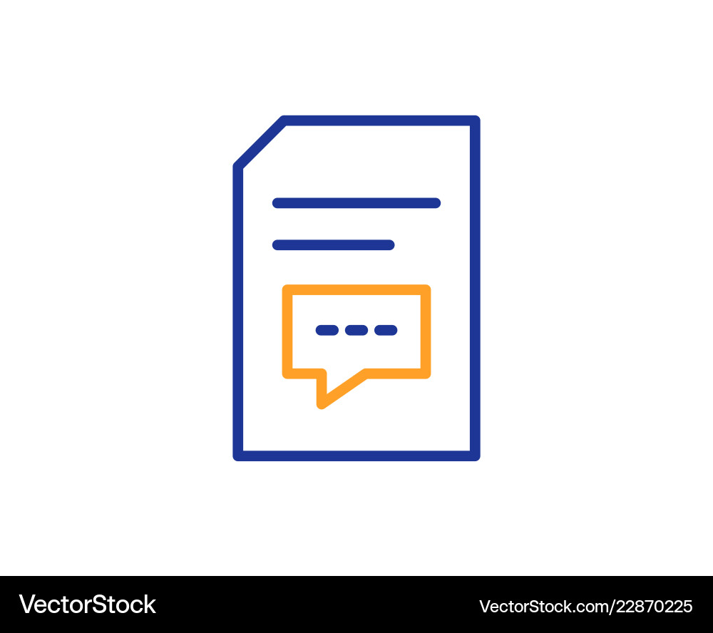 Document with comments line icon file sign Document with comments line icon file sign vector image