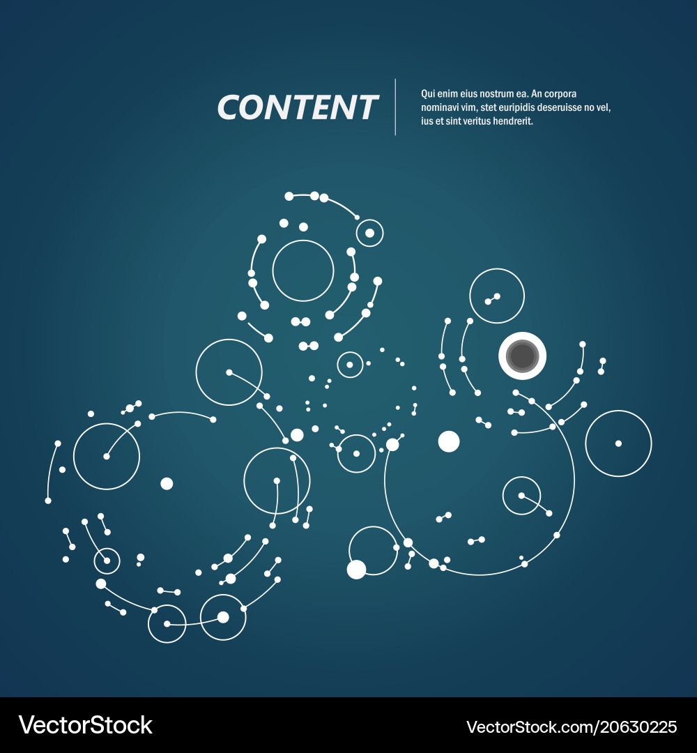 Dots connecting circles background Dots connecting circles background vector image