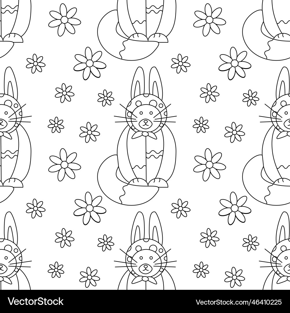 Easter pattern with a cat rabbit ears Vector Image