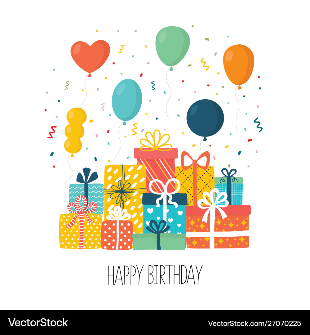 Flat happy birthday festive background Flat happy birthday festive background vector image