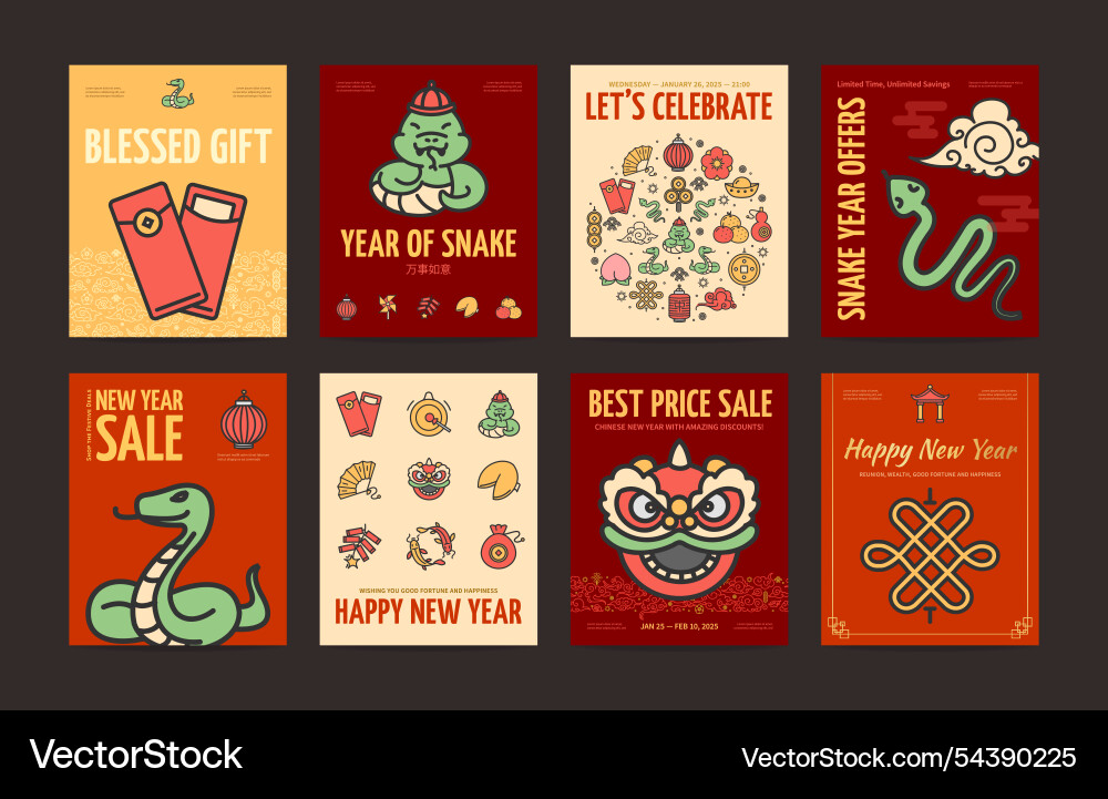 Happy chinese new year of green wooden snake Happy chinese new year of green wooden snake vector image