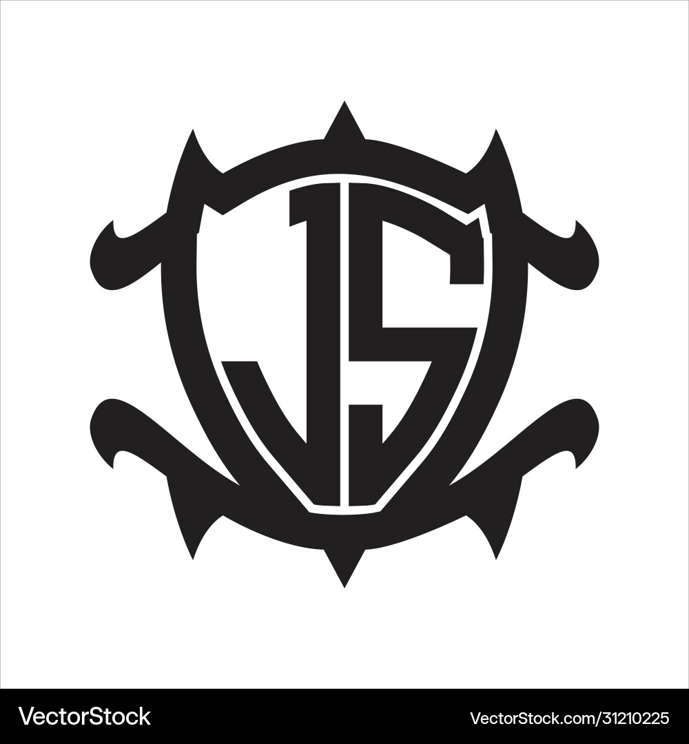 Js logo monogram isolated with frame shield shape vector image