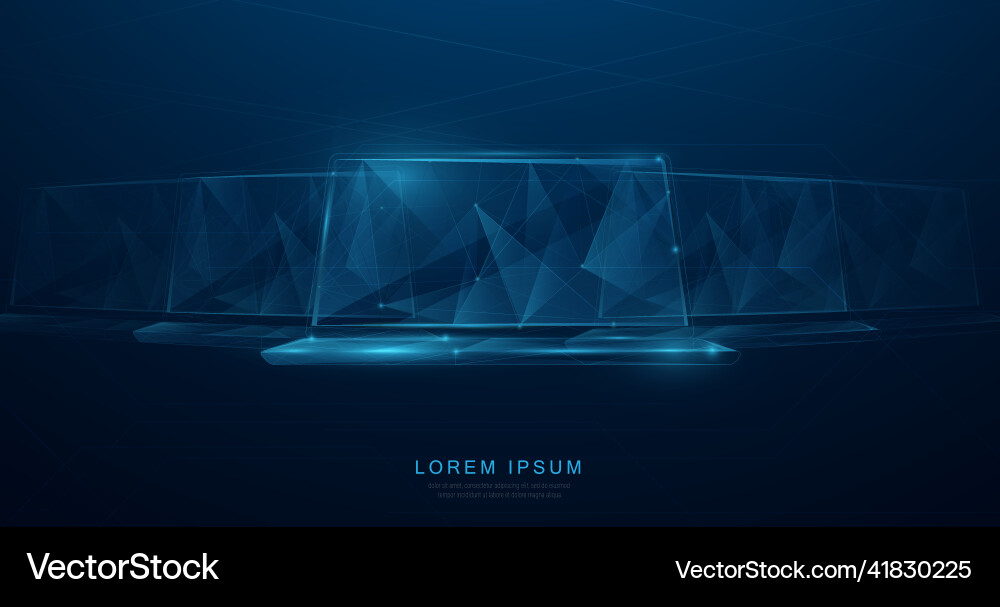 Laptop computer with empty screen line dot Laptop computer with empty screen line dot vector image