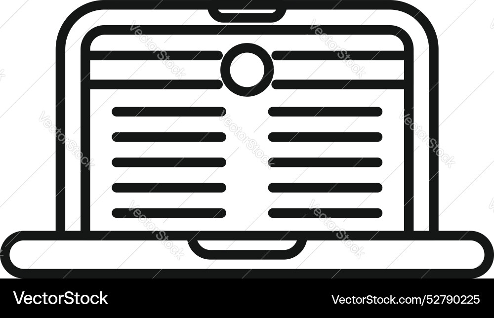 Laptop showing text document with web camera icon Laptop showing text document with web camera icon vector image