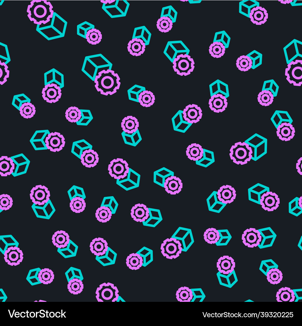 Line isometric cube icon isolated seamless pattern Line isometric cube icon isolated seamless pattern vector image