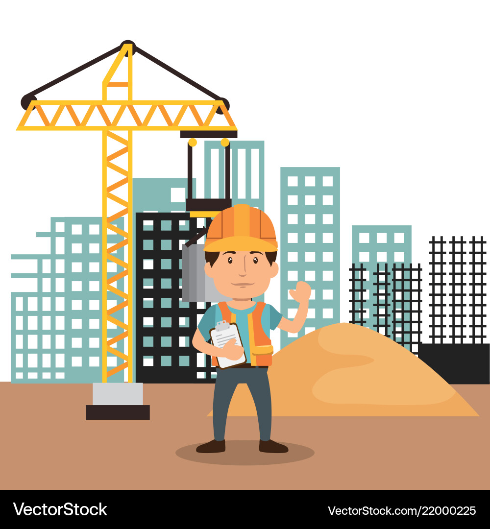 Man builder character working Vector Image