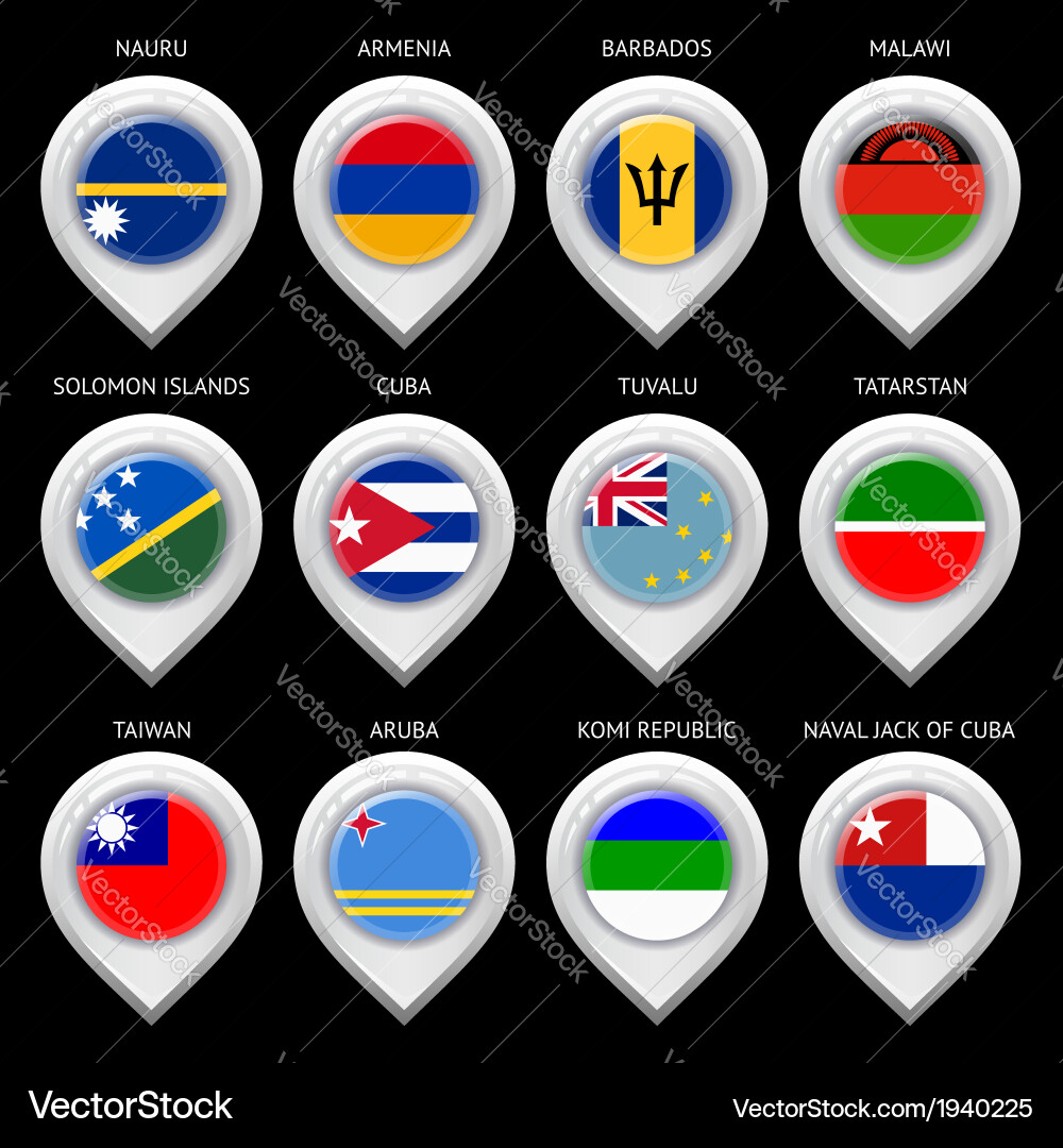Map marker with flag-set thirteenth Vector Image