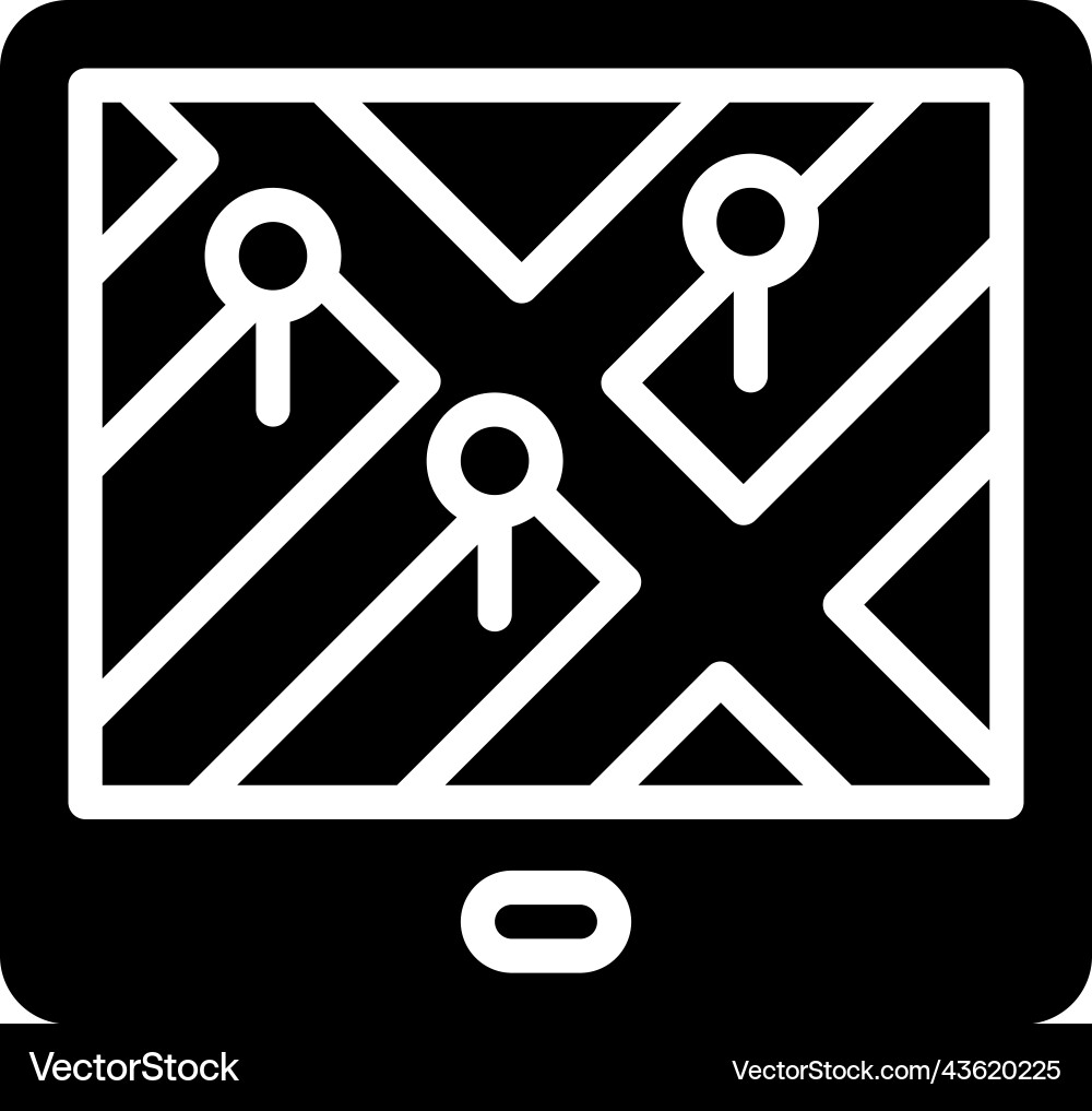 Map on tablet icon location and navigation vector image