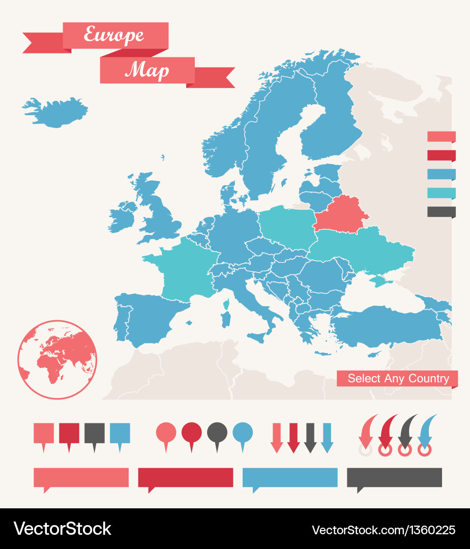 Modern Europe Data & Map Elements vector image