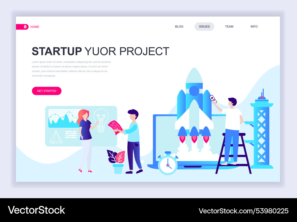Modern flat web page design template of startup Vector Image