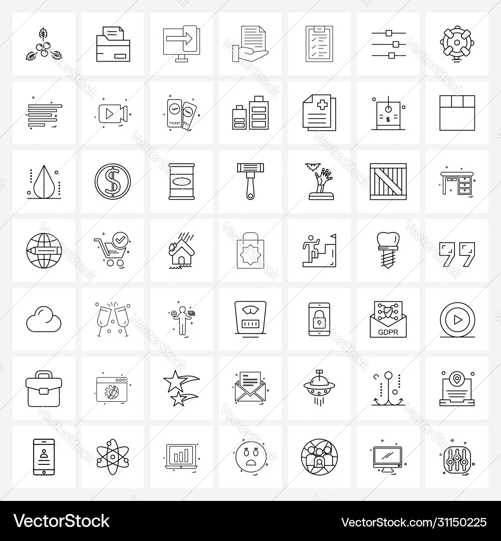 Modern style set 49 line pictograph grid based vector image