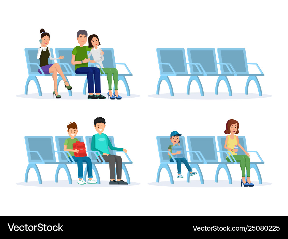 Passengers in departure lounge set Passengers in departure lounge set vector image