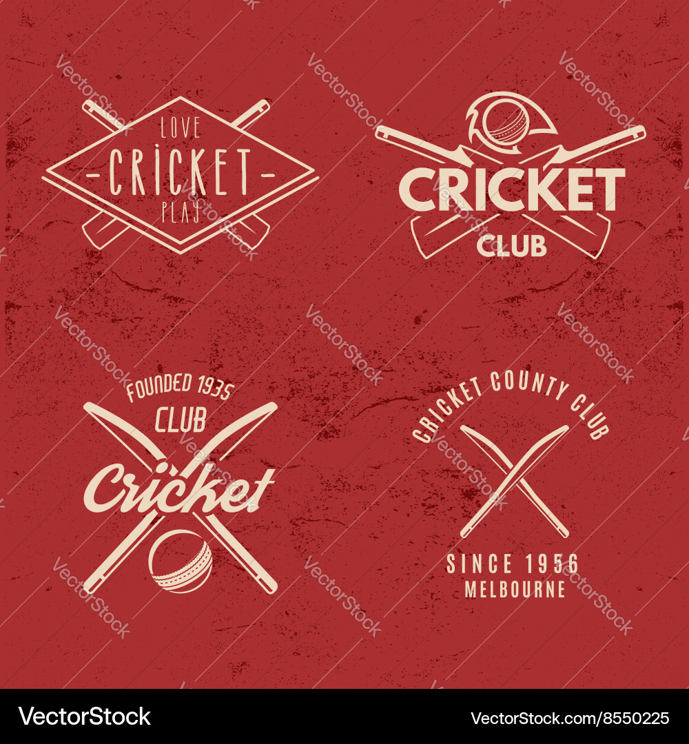 Retro Cricket Club Logo Set Vector Image