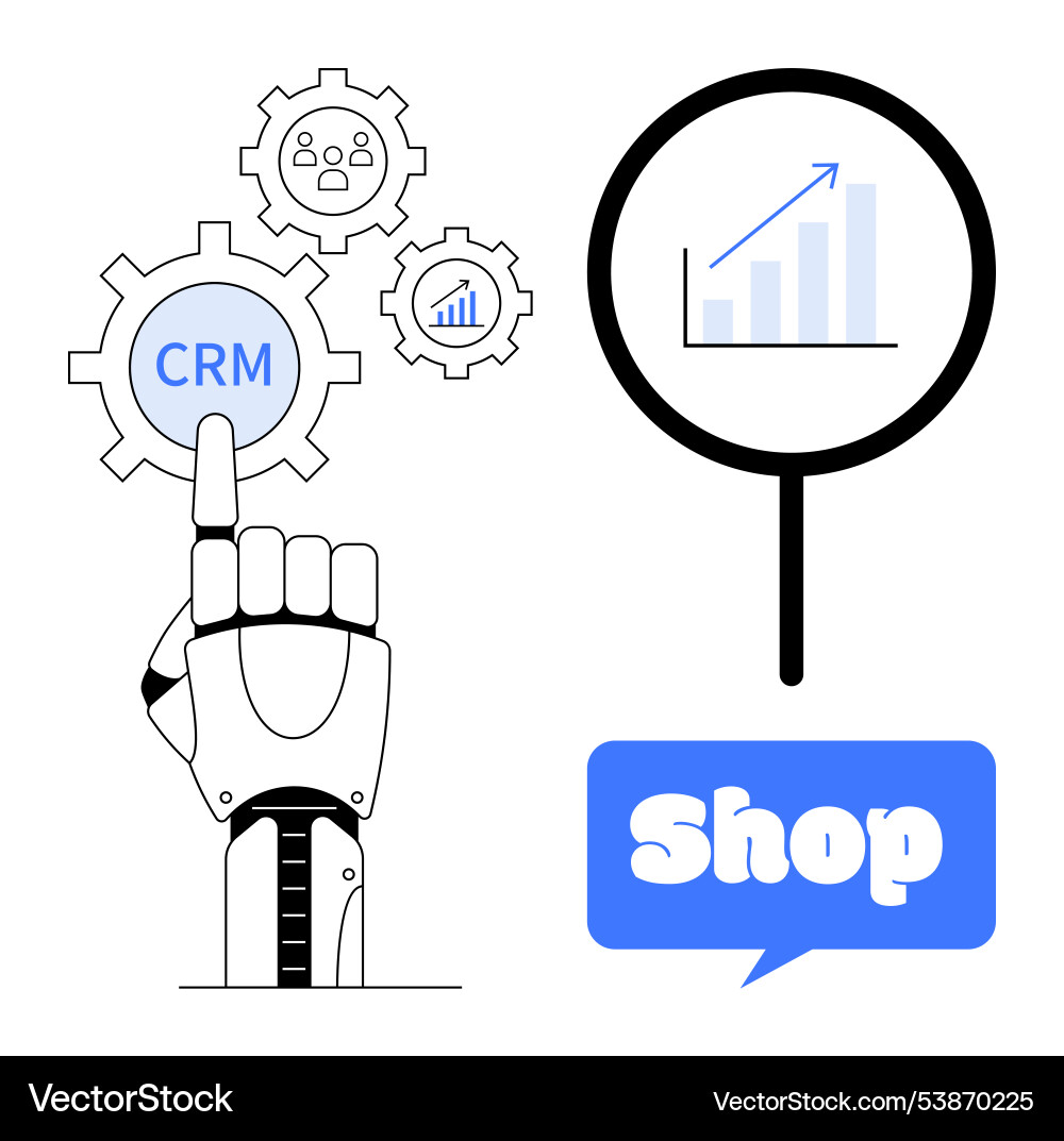 Robotics and crm integration for enhanced online Robotics and crm integration for enhanced online vector image