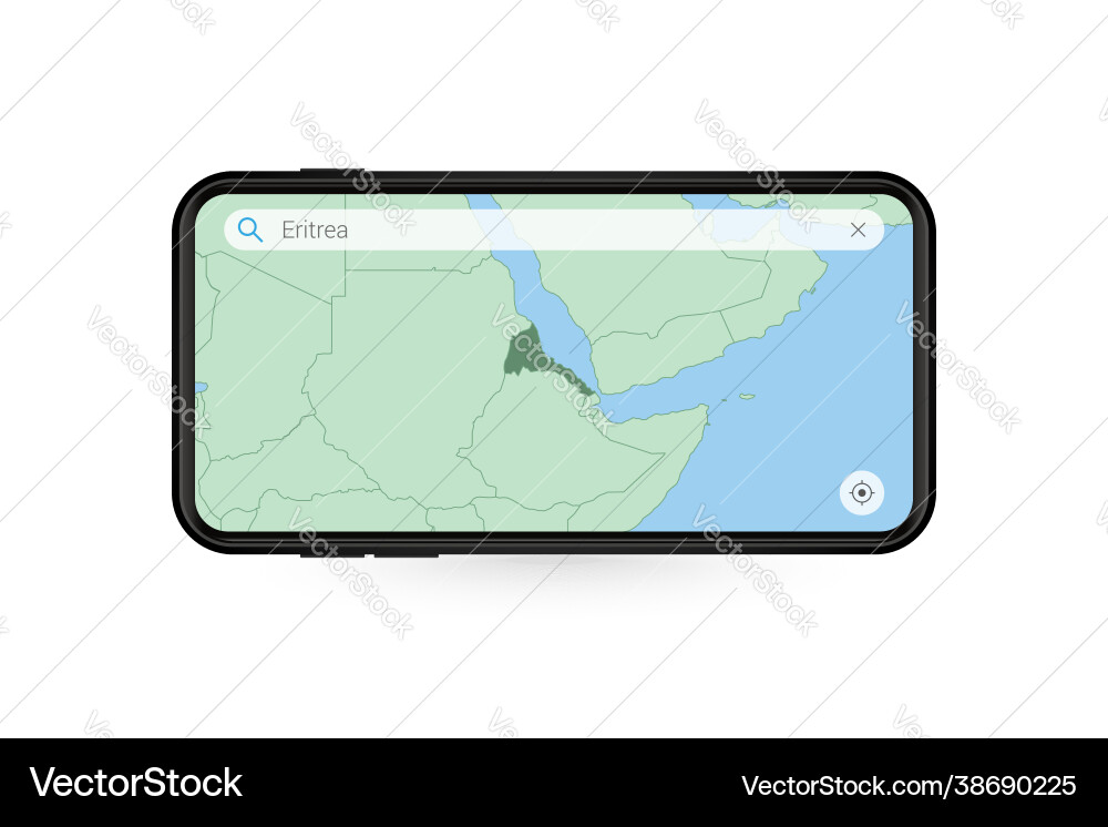 Searching map eritrea in smartphone vector image