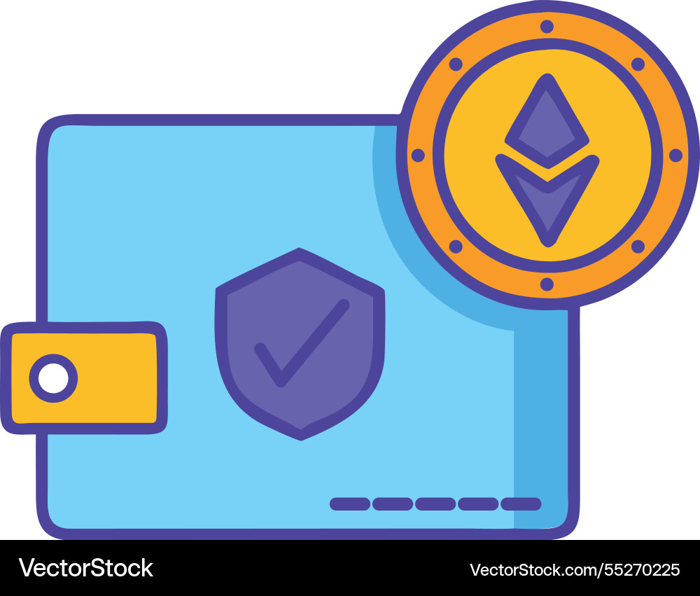 Secure ethereum wallet blockchain technology icon Vector Image