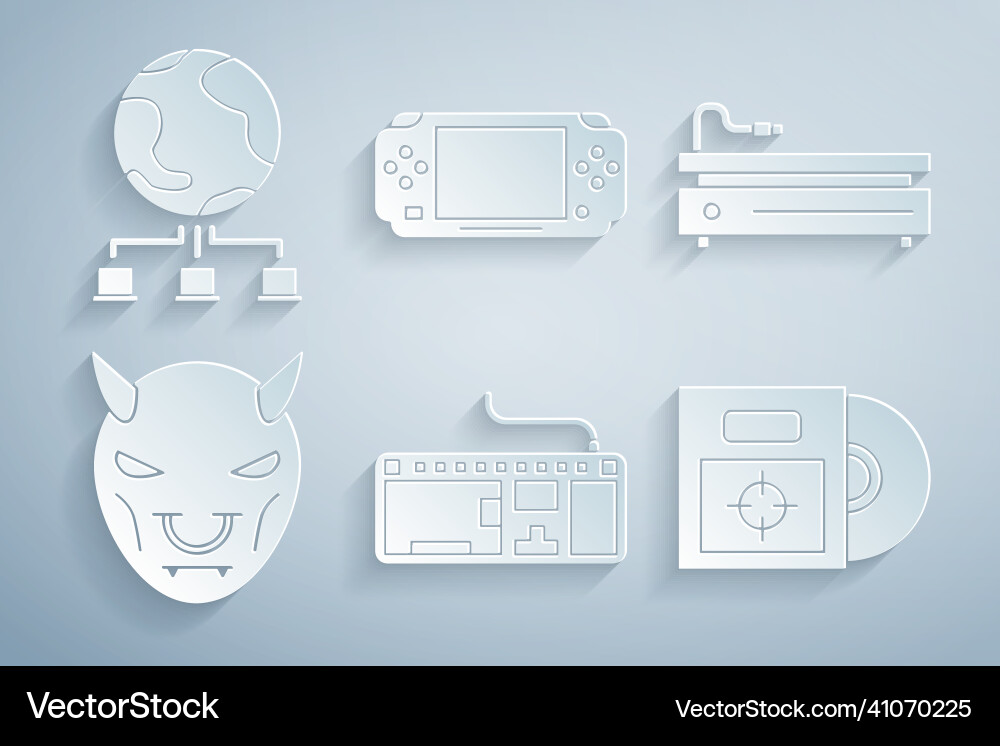 Set computer keyboard video game console mask Set computer keyboard video game console mask vector image