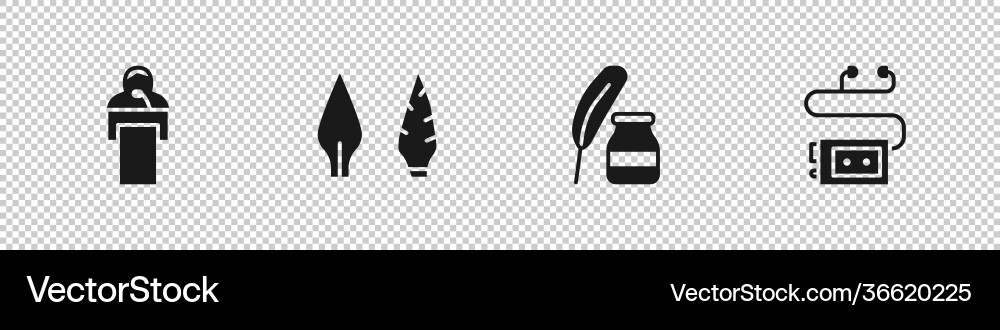 Set gives lecture stone age arrow head feather Vector Image