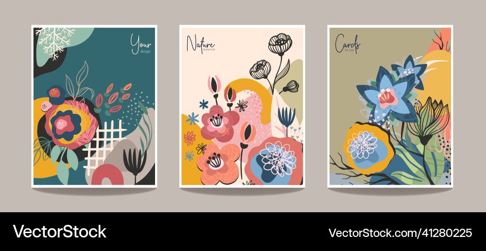 Set of abstract floralpre-made cards modern Set of abstract floralpre-made cards modern vector image