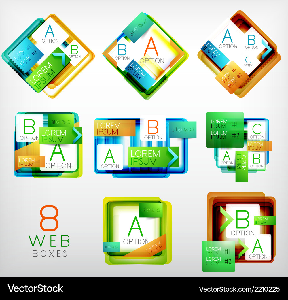 Set of square shaped web design boxes Vector Image
