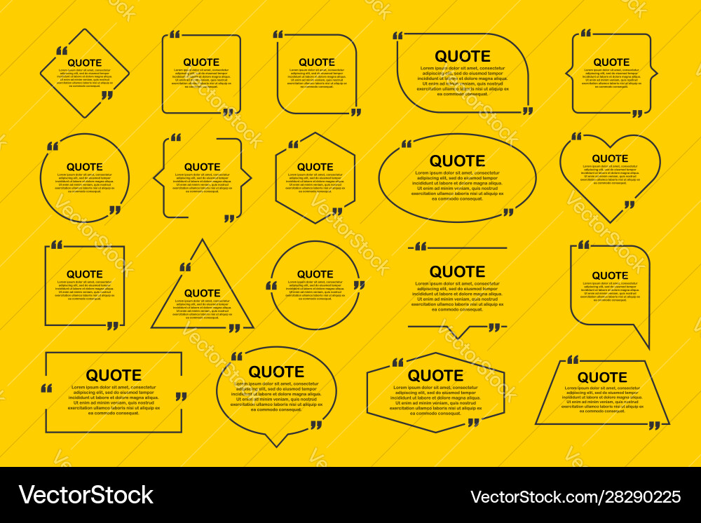 Set quote frames blank template with print Set quote frames blank template with print vector image