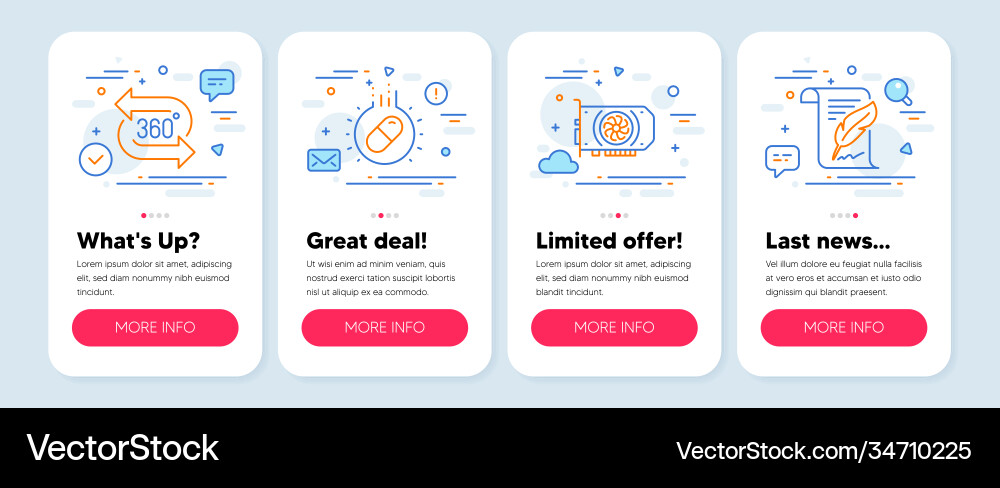 Set science icons such as 360 degree gpu Set science icons such as 360 degree gpu vector image