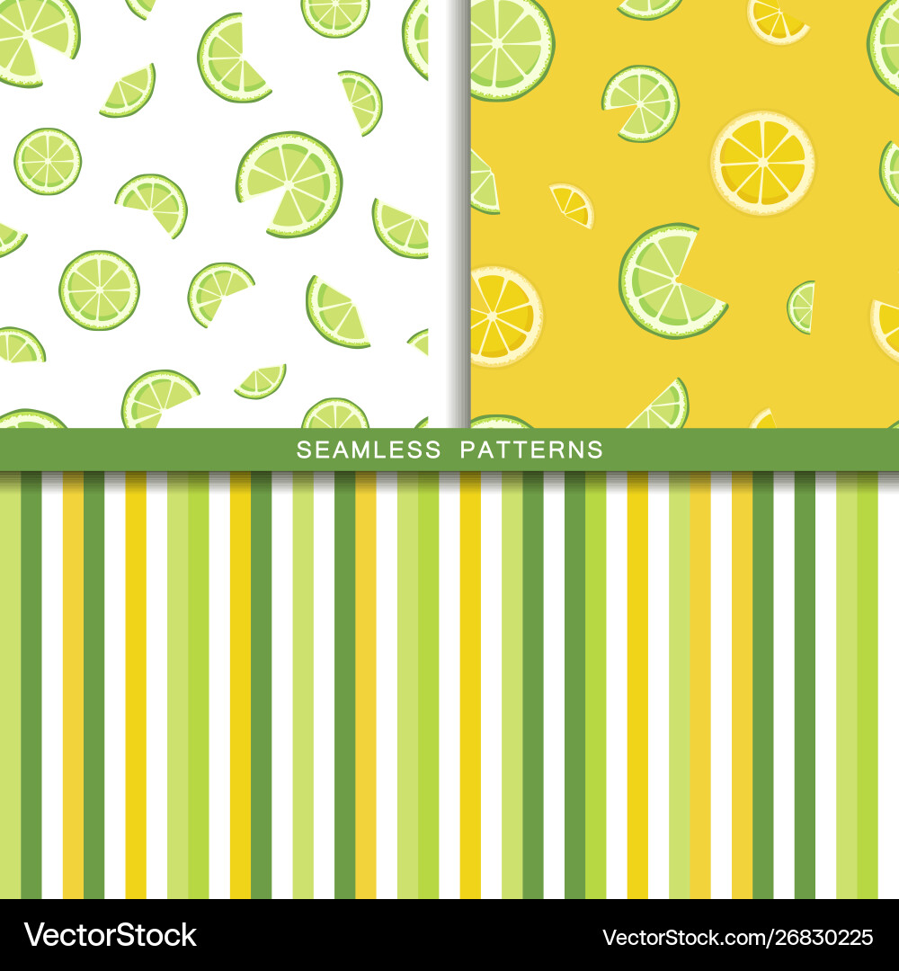 Set seamless patterns with lime Set seamless patterns with lime vector image