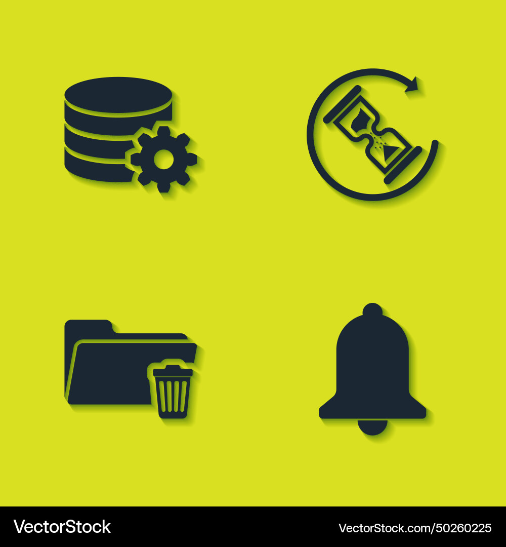 Set setting database server ringing bell delete Set setting database server ringing bell delete vector image