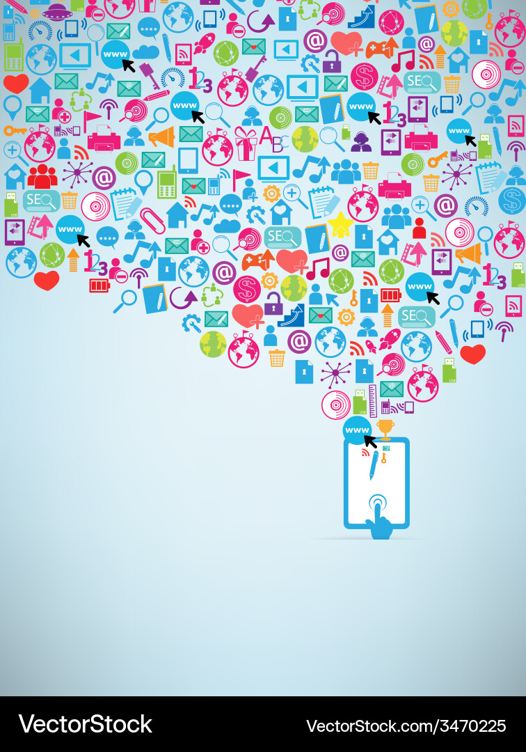 Template computer idea with social network icons Vector Image