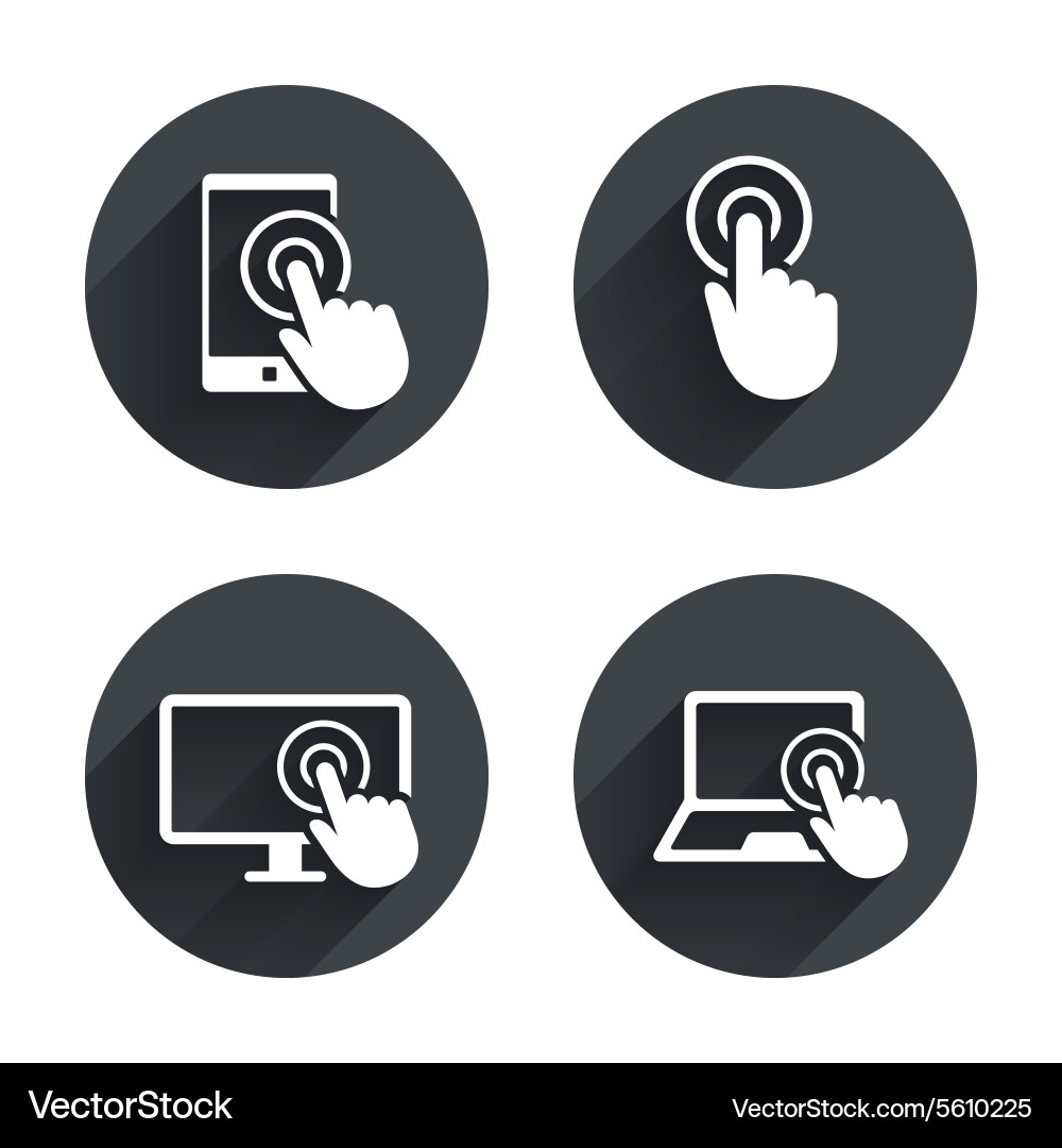 Touch screen smartphone hand pointer symbols vector image