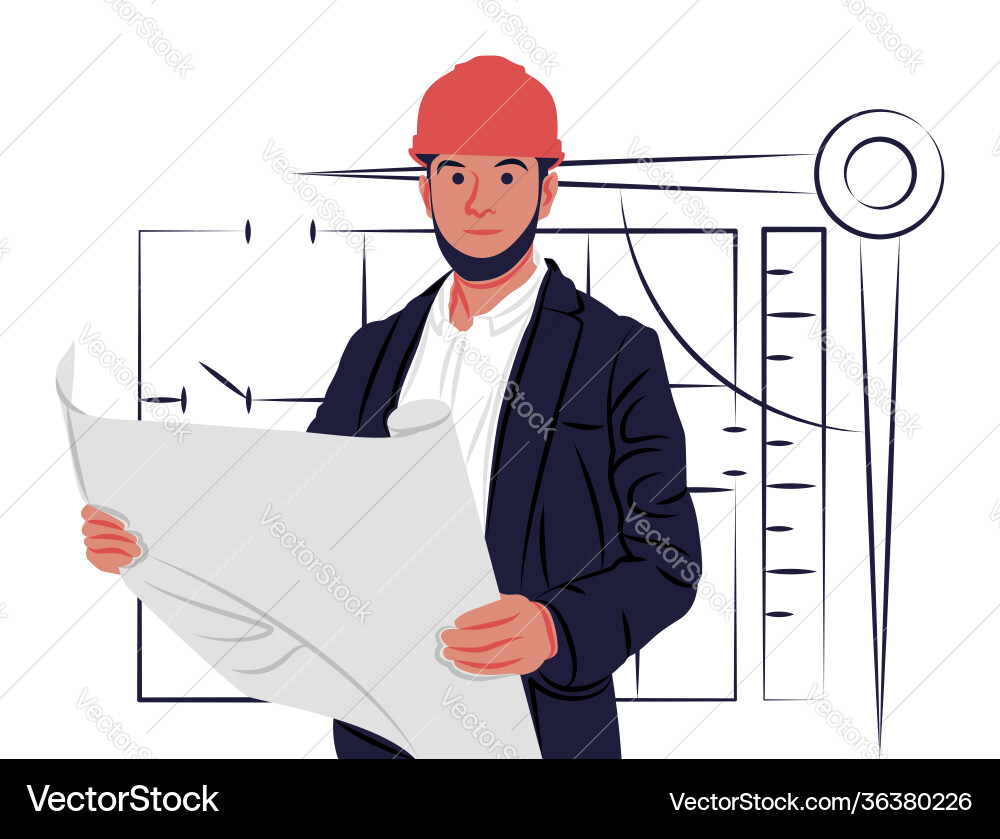 Architect in shadow sharp lines style Architect in shadow sharp lines style Vector Image