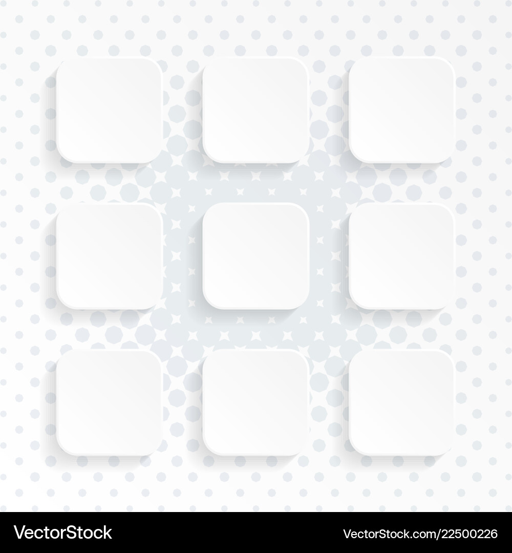 Blank white rounded square website buttons set Vector Image