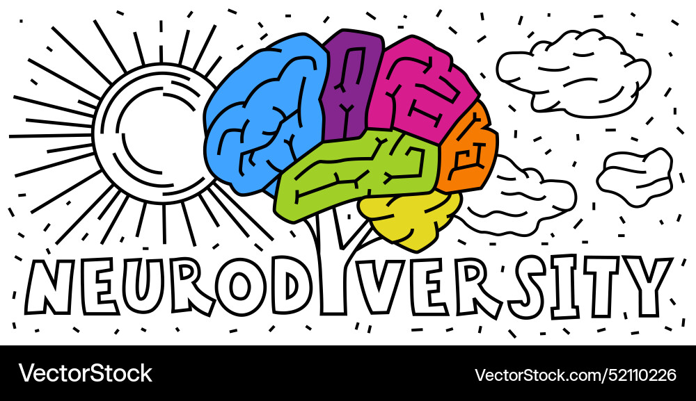Brain in a shape of tree vibrant spectrum Vector Image