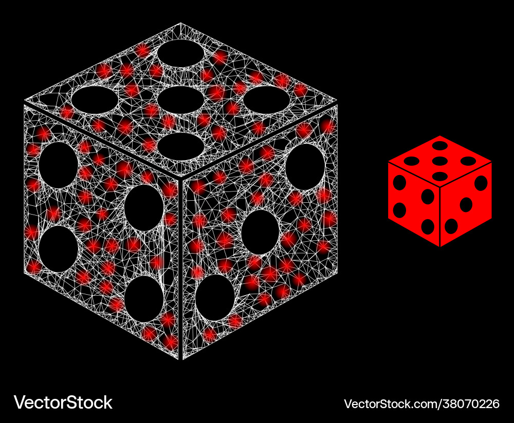Bright web dice cube with lightspots Bright web dice cube with lightspots Vector Image
