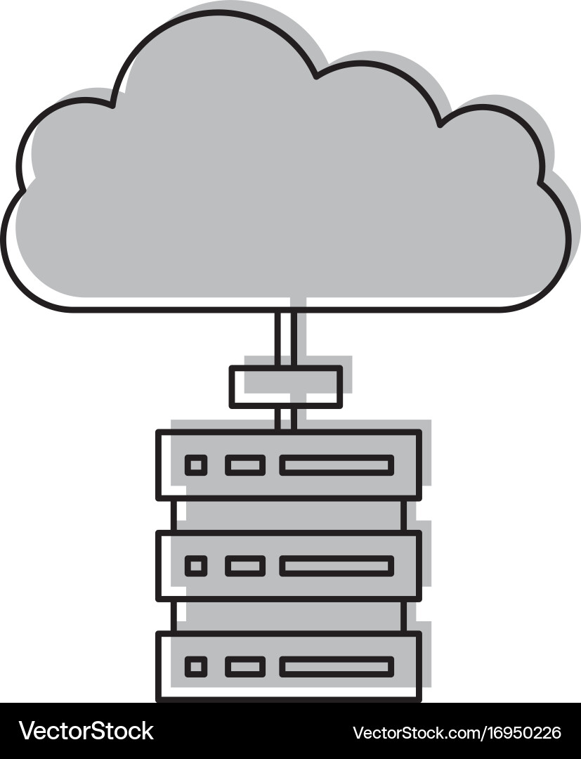 Computer tower with cloud computing vector image