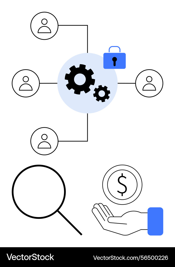 Connected teamwork framework with security Connected teamwork framework with security vector image