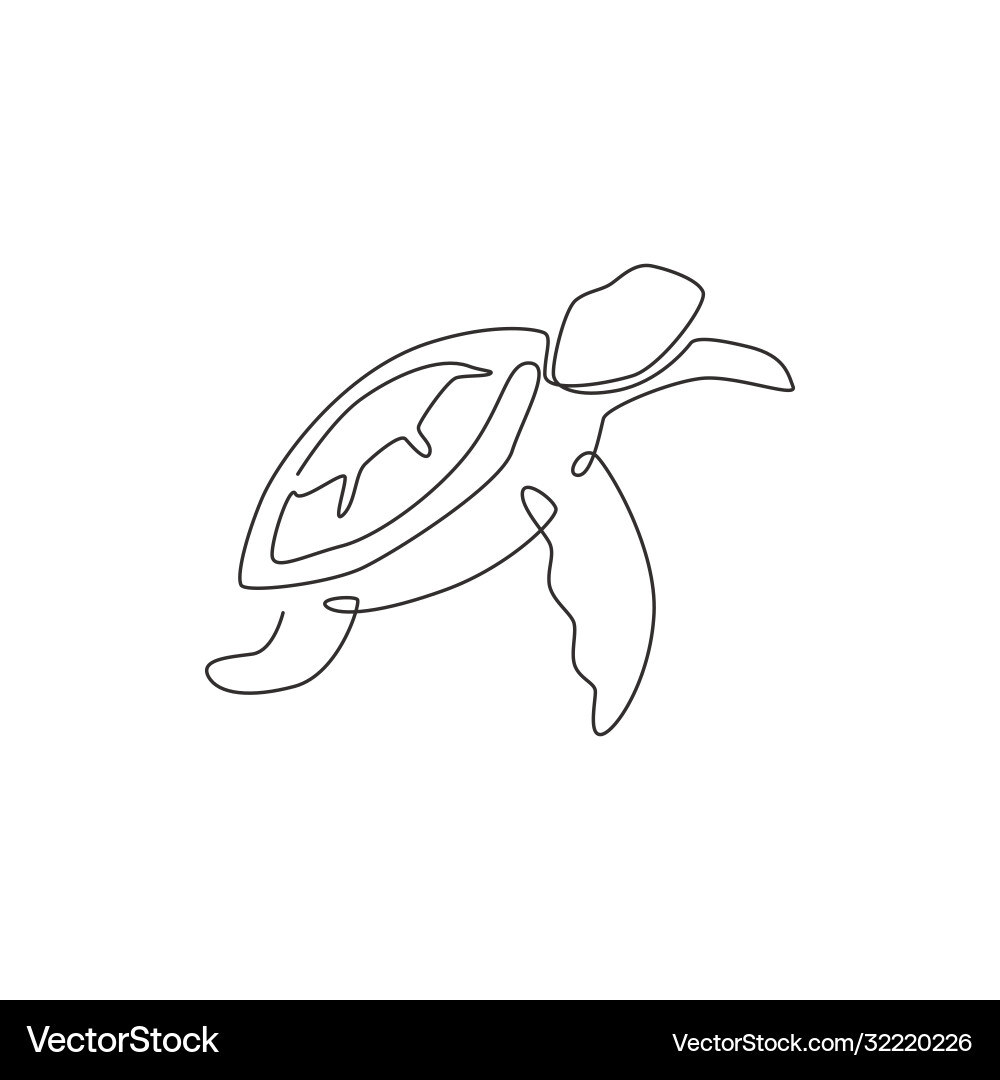 Continuous Line Turtle vector image
