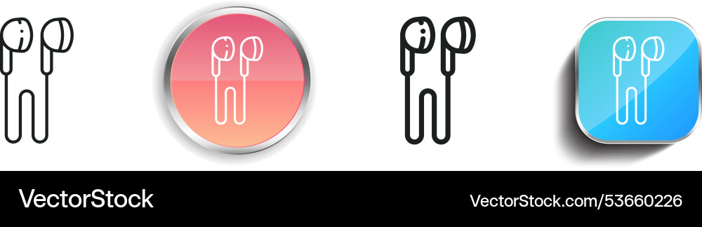 Earphone icon thin linear regular and button vector image