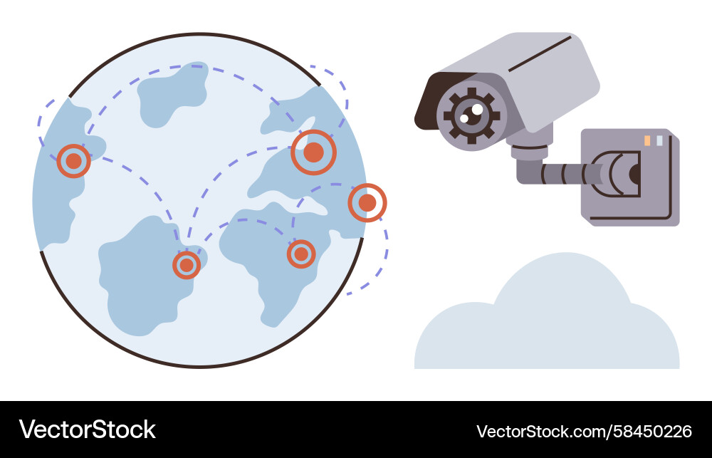 Global Security Network Monitoring Vector Image