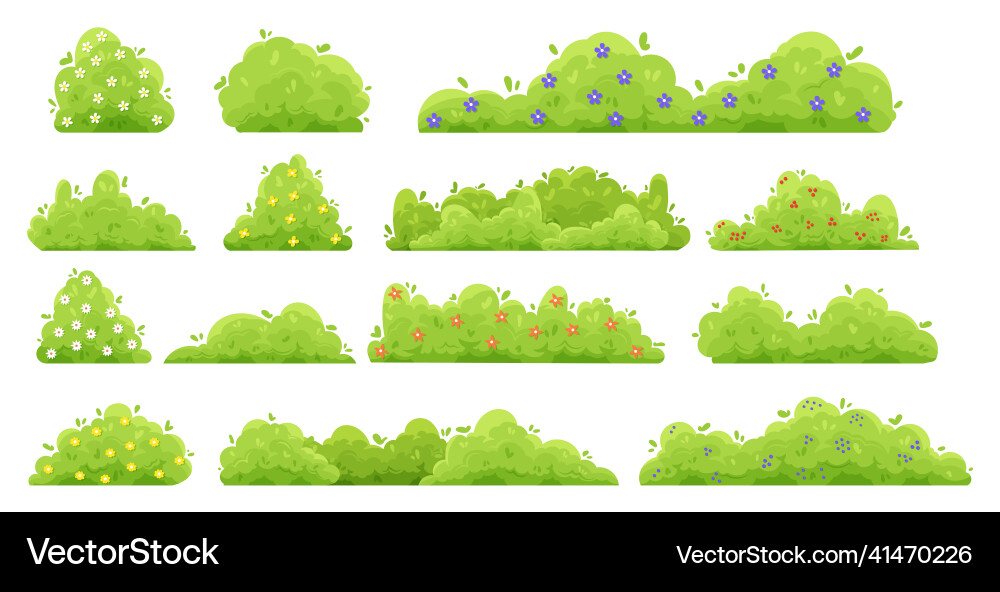 Grüne Sträucher mit Blumen Cartoon Wald und Park Grüne Sträucher mit Blumen Cartoon Wald und Park vektorbild